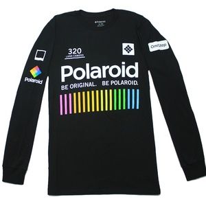 POLAROID Black Long Sleeve Graphic Tee Be Original